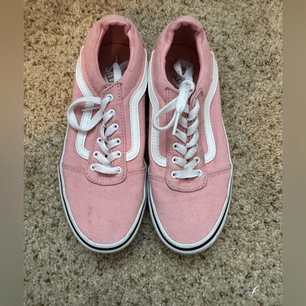 Vans Shoes Youth Girls 4.5 Off The Wall Old Skool Skate Sneakers Pink Fabric New